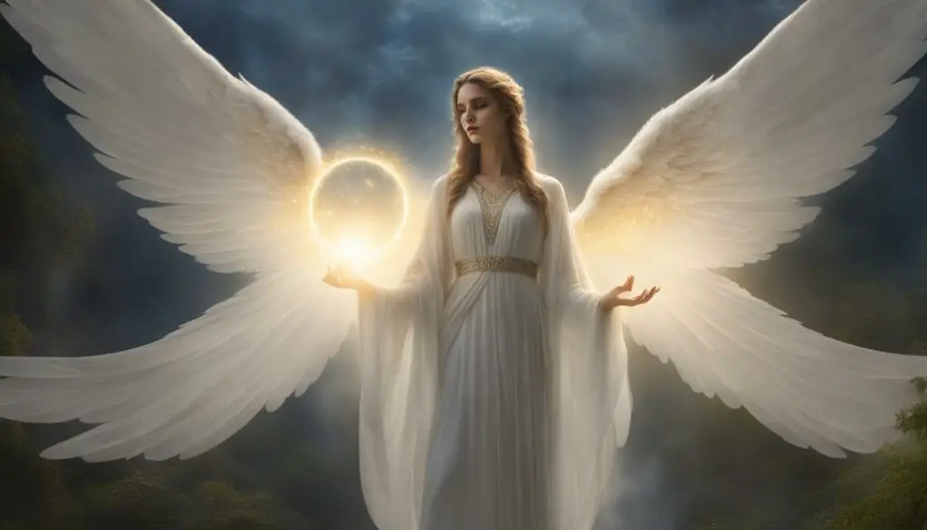 Angel holding a 222 sign, representing angel numbers interpretation