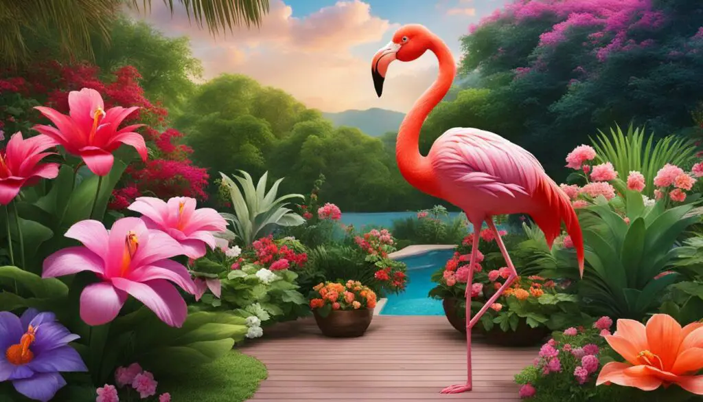 Pink flamingo yard decoration