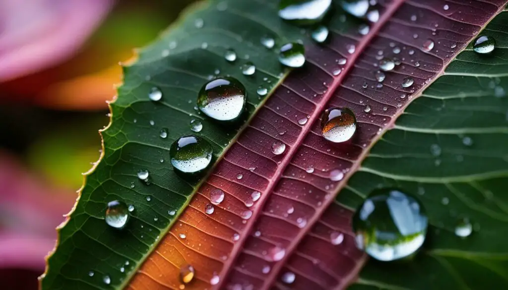 Water drops in a leaf