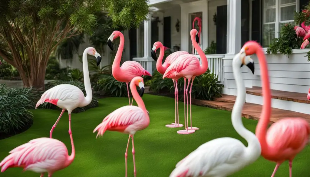 pink flamingo yard decor